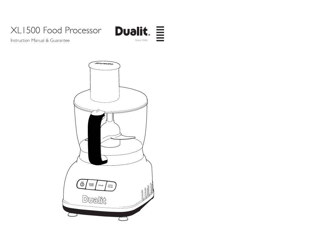 Dualit instruction manual XL1500 Food Processor 