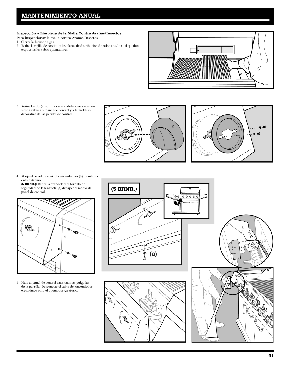 Ducane 2020801 owner manual Mantenimiento Anual, Inspección y Limpieza de la Malla Contra Arañas/Insectos 