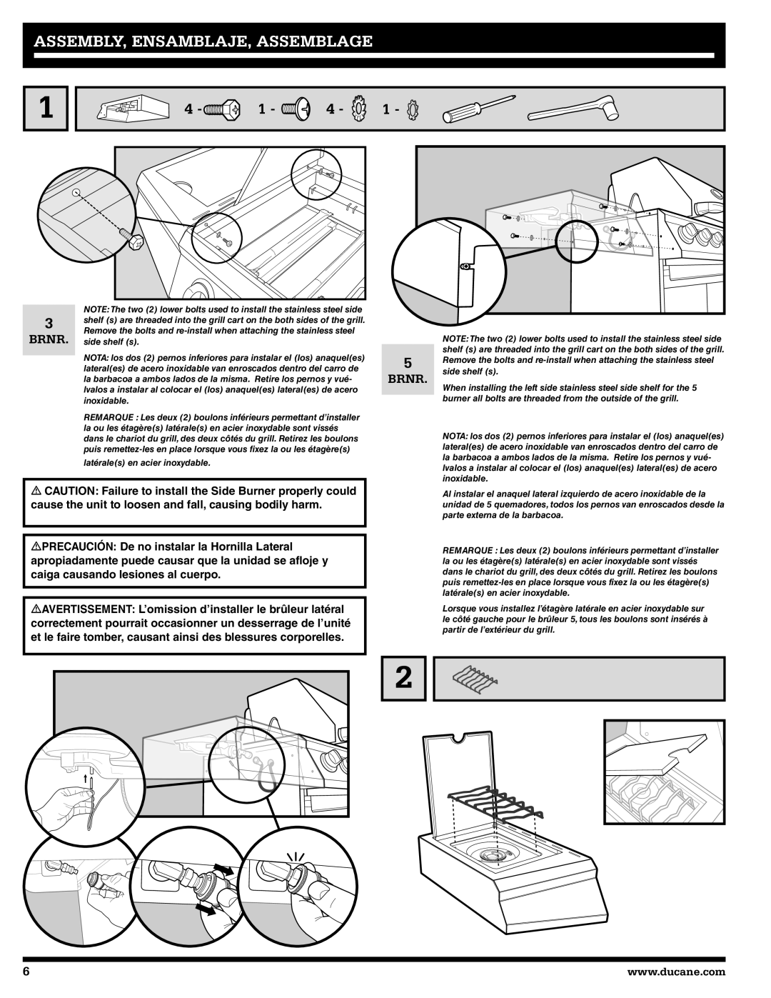 Ducane 2020801 owner manual ASSEMBLY, ENSAMBLAJE, Assemblage 