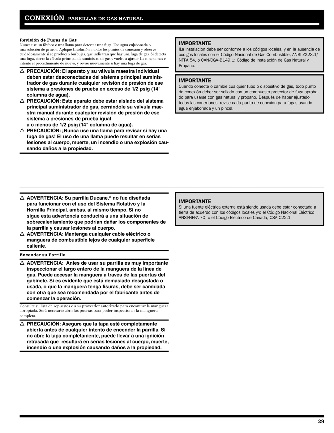 Ducane 2020802 owner manual Revisión de Fugas de Gas, Encender su Parrilla 