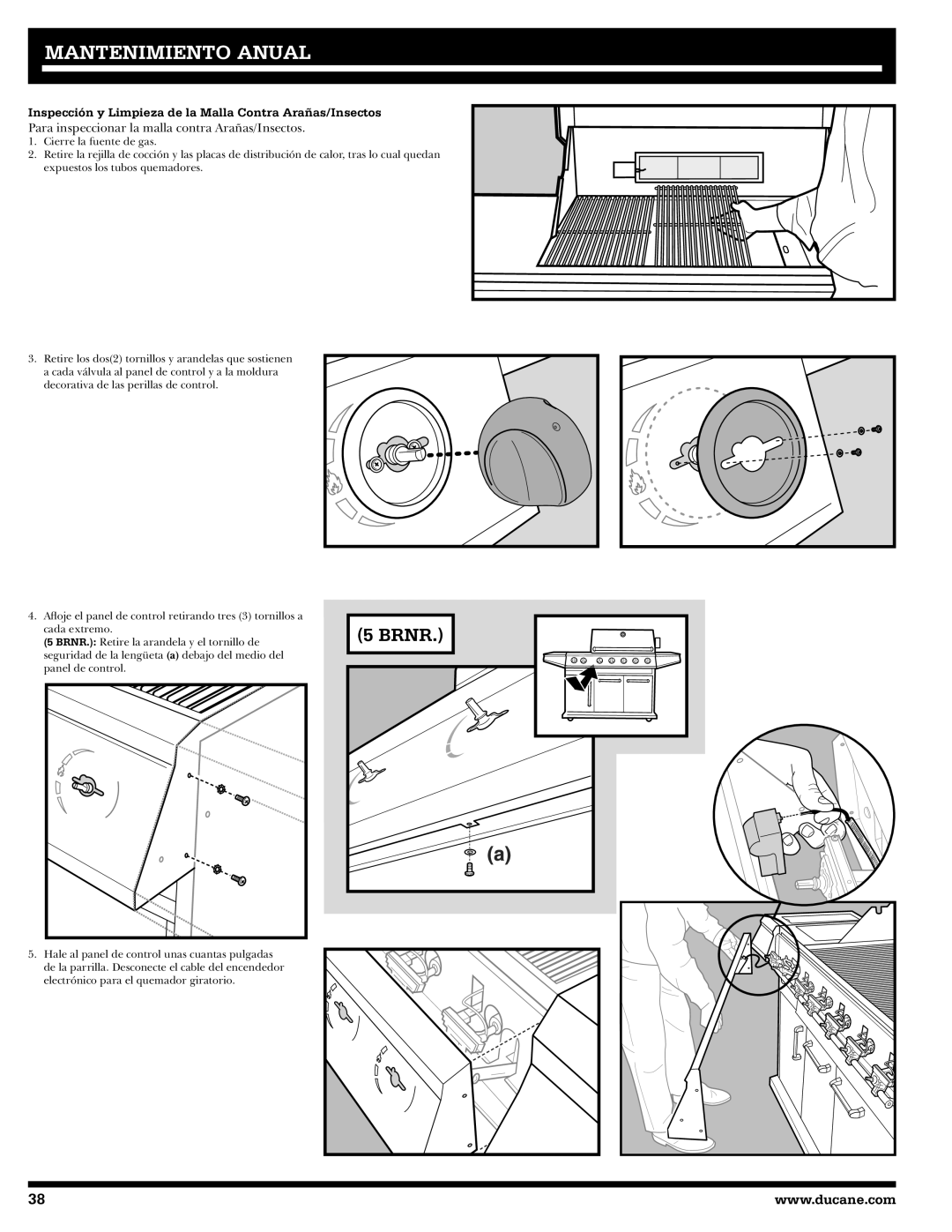 Ducane 2020802 owner manual Mantenimiento Anual, Inspección y Limpieza de la Malla Contra Arañas/Insectos 