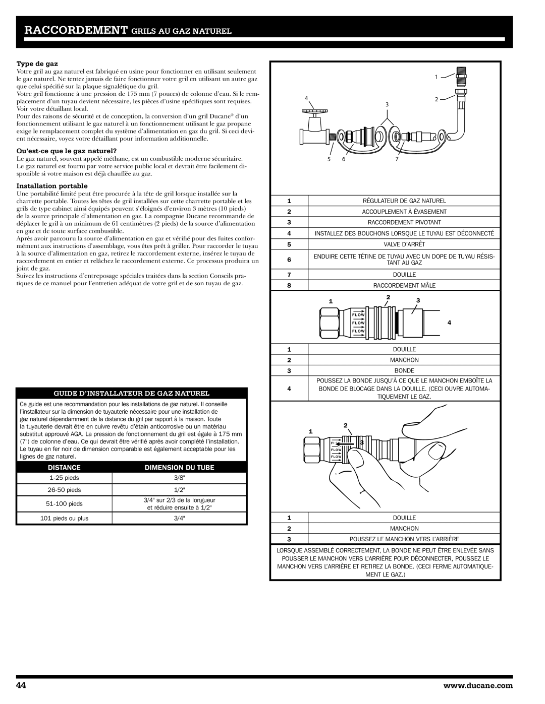 Ducane 2020802 owner manual Type de gaz, Qu’est-ce que le gaz naturel?, Installation portable 