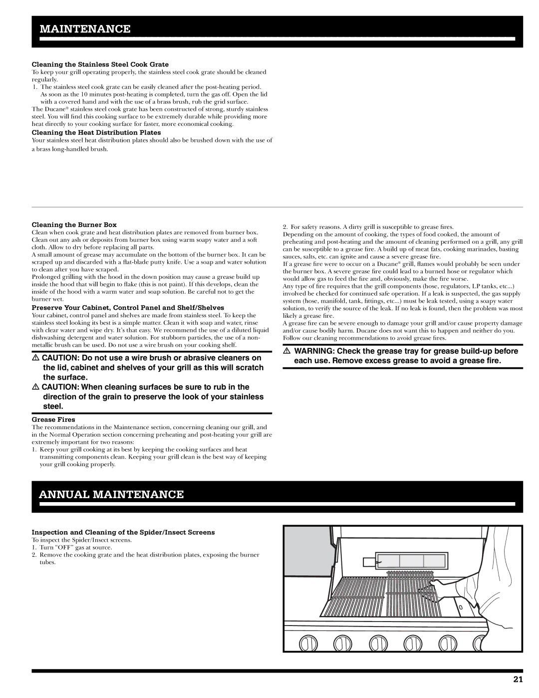 Ducane 2020805 owner manual Annual Maintenance 