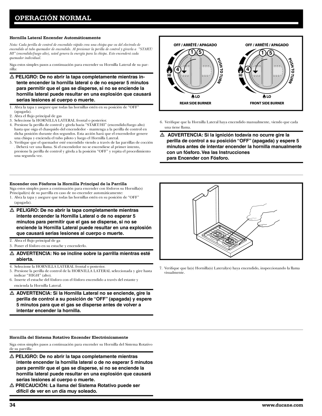 Ducane 2020805 Hornilla Lateral Encender Automáticamente, Hornilla del Sistema Rotativo Encender Electrónicamente 