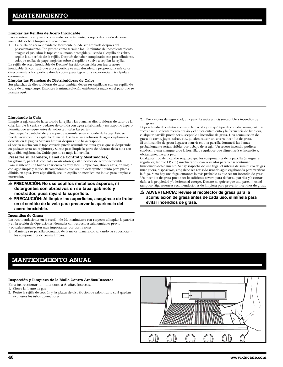 Ducane 2020805 owner manual Mantenimiento Anual 