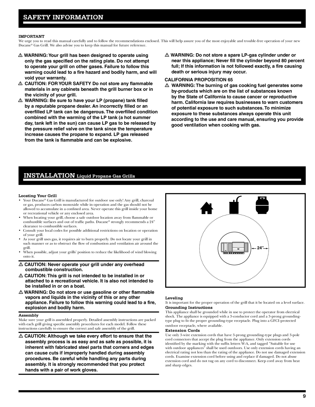 Ducane 2020805 owner manual Safety Information 