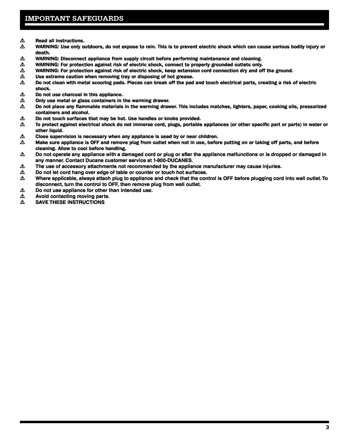 Ducane 2020805 owner manual Important Safeguards 