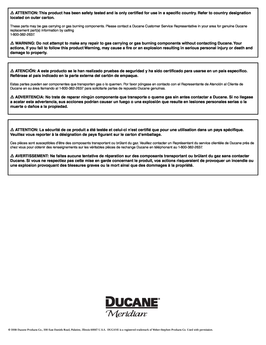 Ducane 2020805 owner manual 