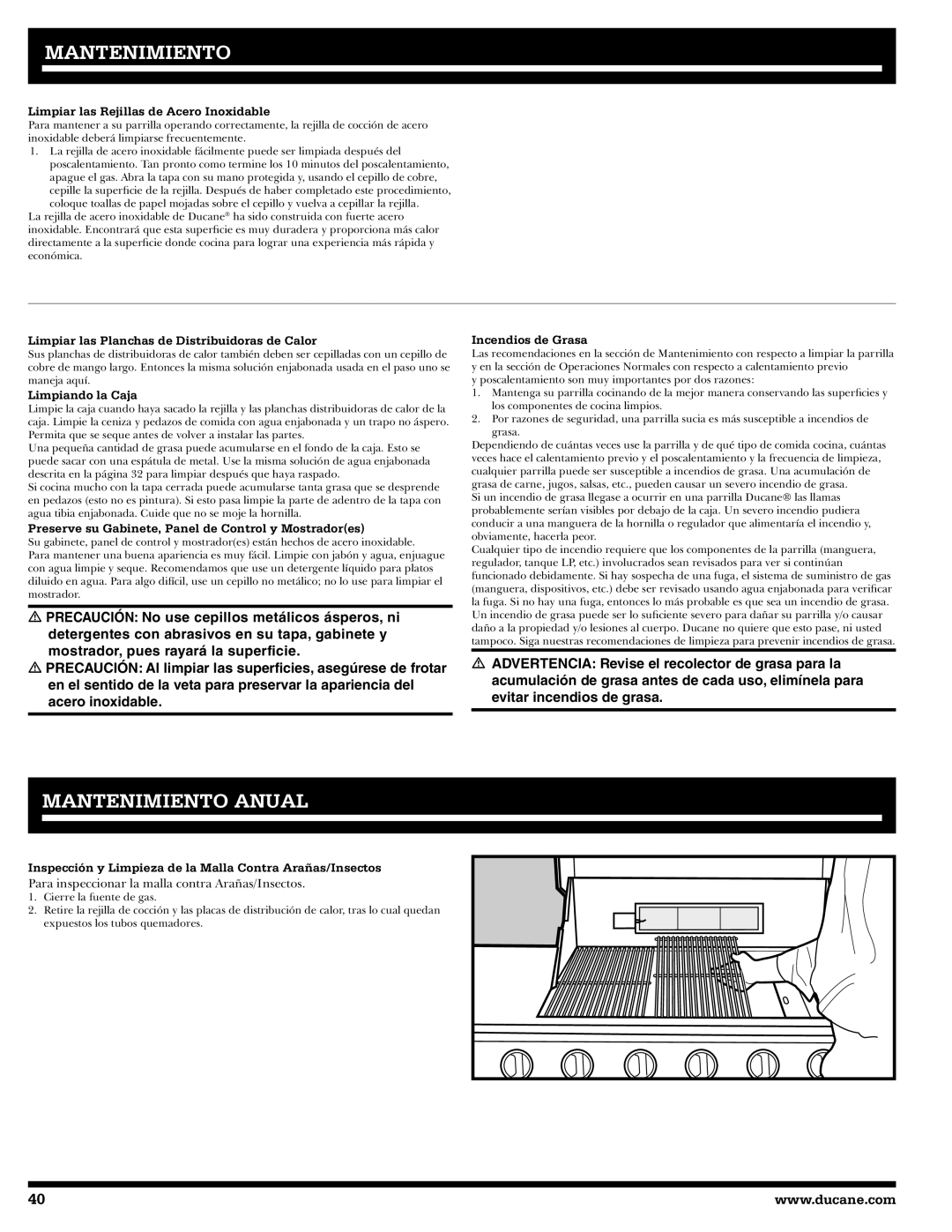 Ducane 2020806 owner manual Mantenimiento Anual 