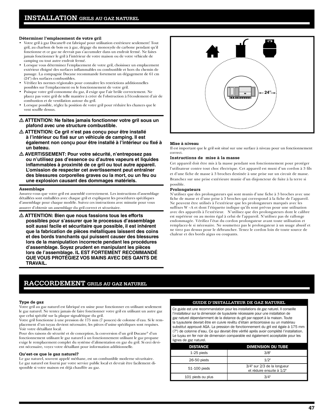 Ducane 2020806 Déterminer l’emplacement de votre gril, Mise à niveau, Instructions de mise à la masse, Assemblage 