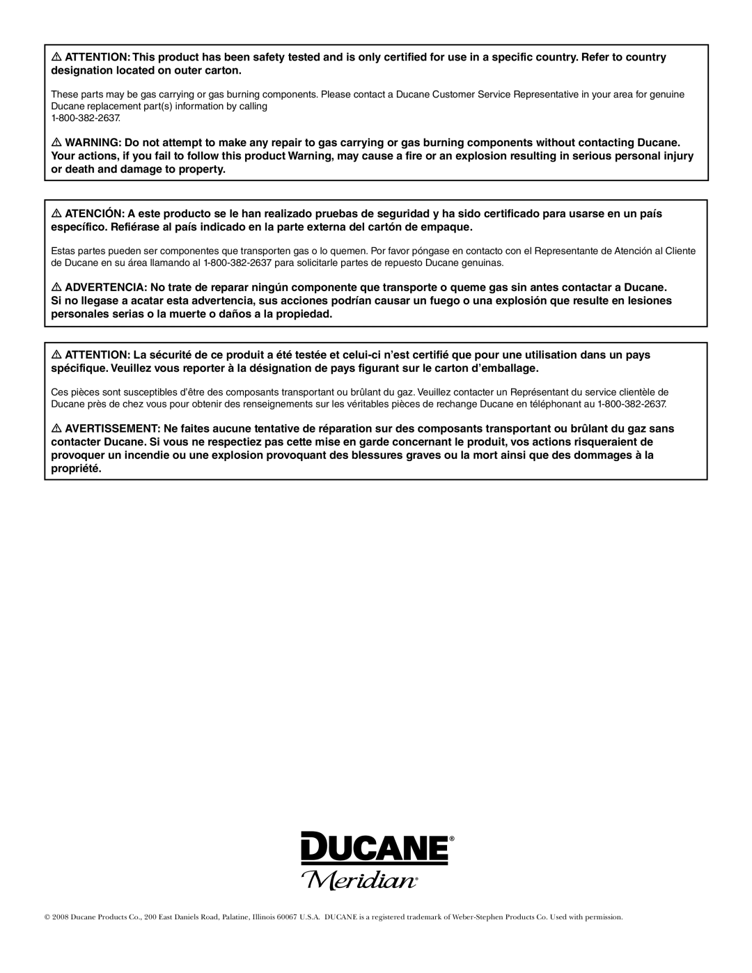 Ducane 2020806 owner manual 