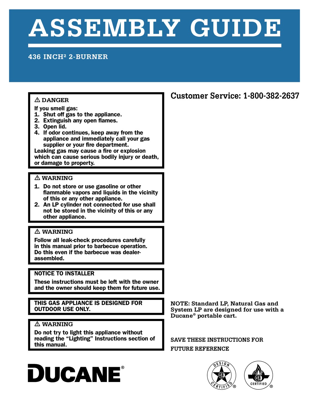 Ducane 20211710 manual Assembly Guide 