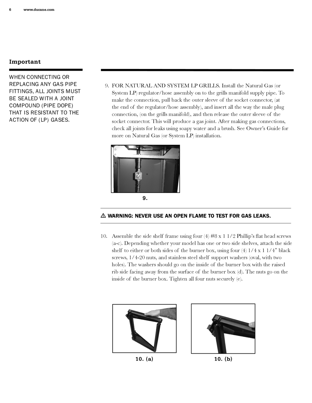 Ducane 20211710 manual  Warning Never USE AN Open Flame to Test for GAS Leaks 