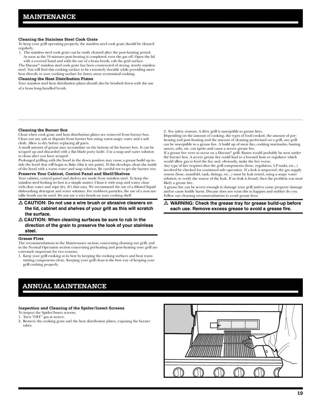 Ducane 20529914 owner manual Annual Maintenance 