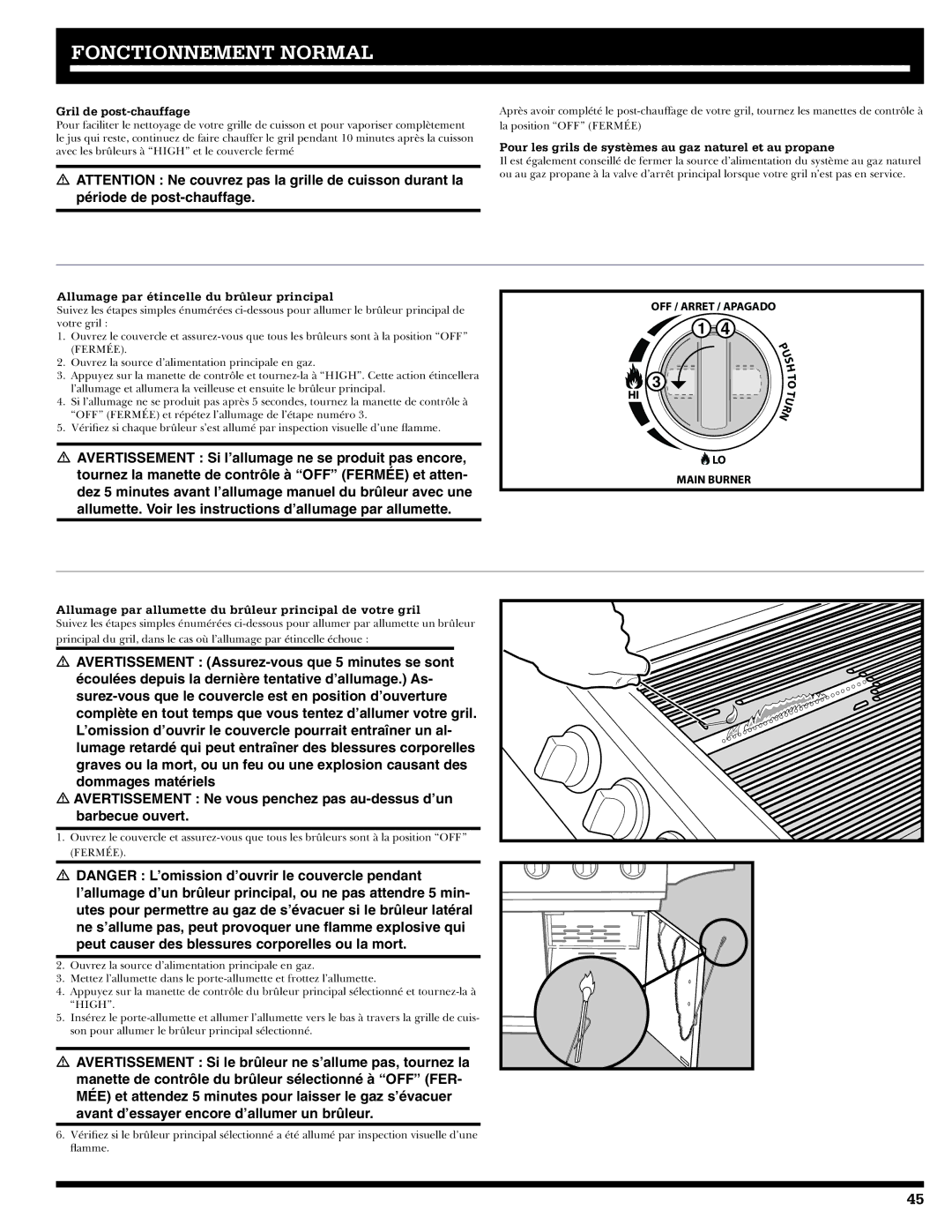 Ducane 20529915 owner manual Gril de post-chauffage, Pour les grils de systèmes au gaz naturel et au propane 