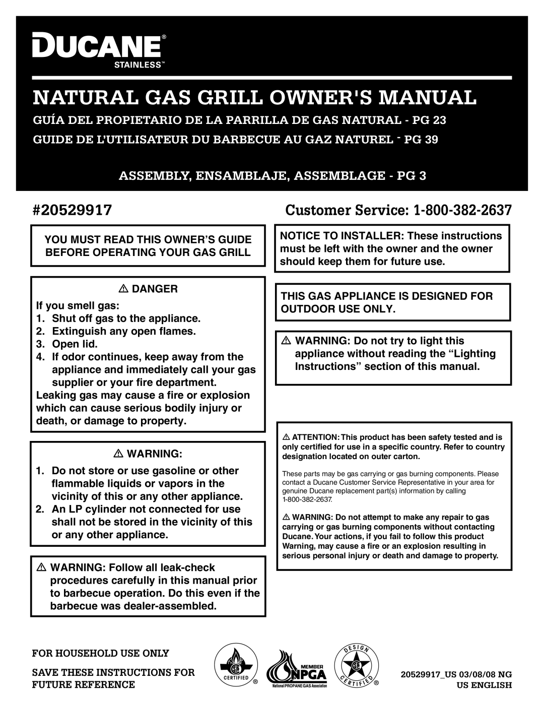 Ducane owner manual #20529917 