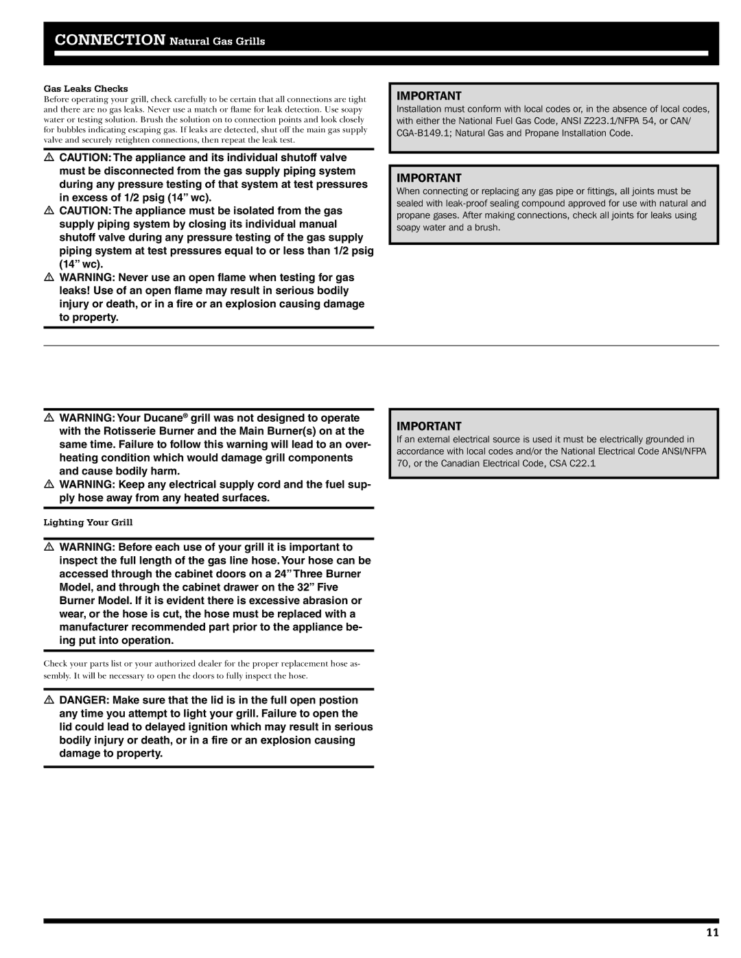 Ducane 20529917 owner manual Gas Leaks Checks, Lighting Your Grill 