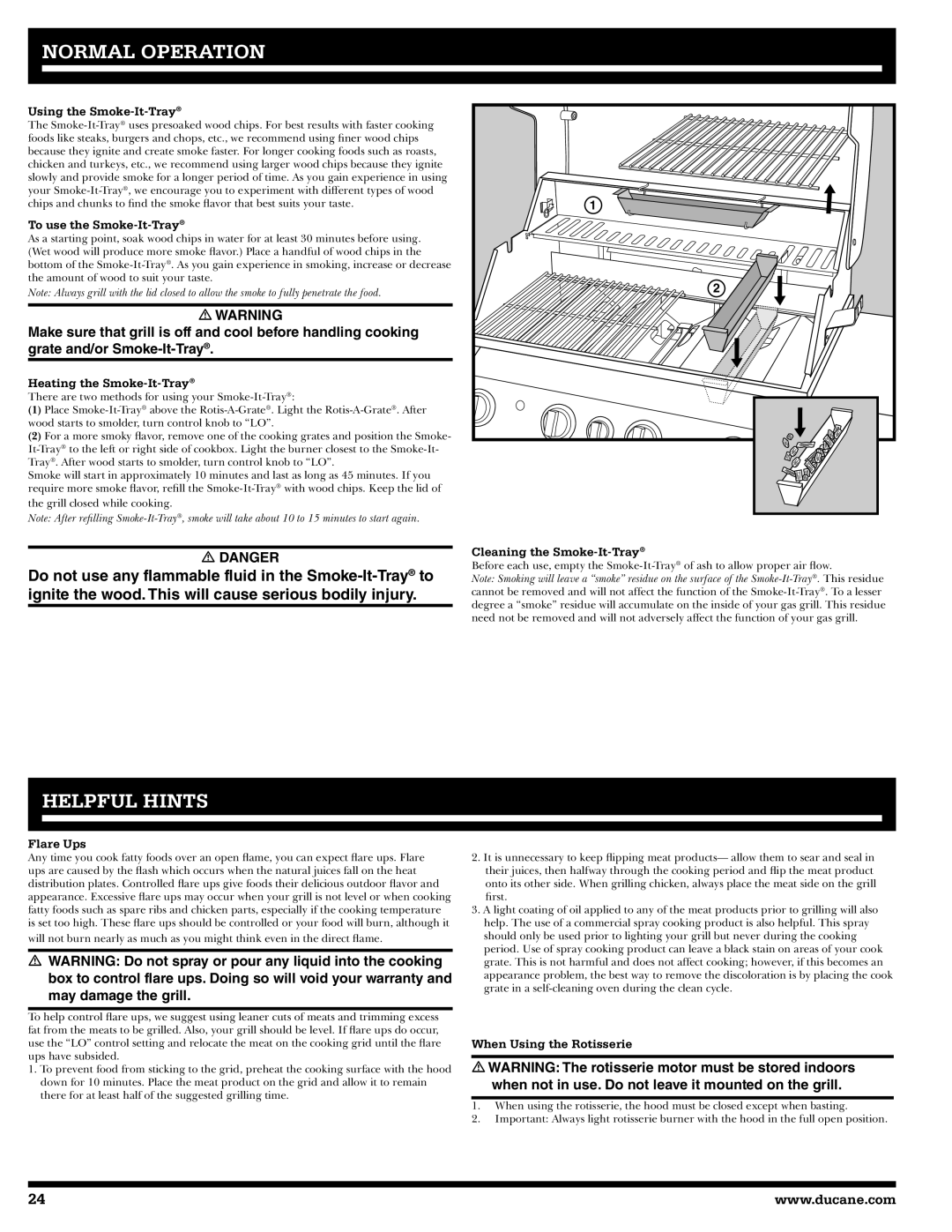 Ducane 27010357 owner manual Helpful Hints 