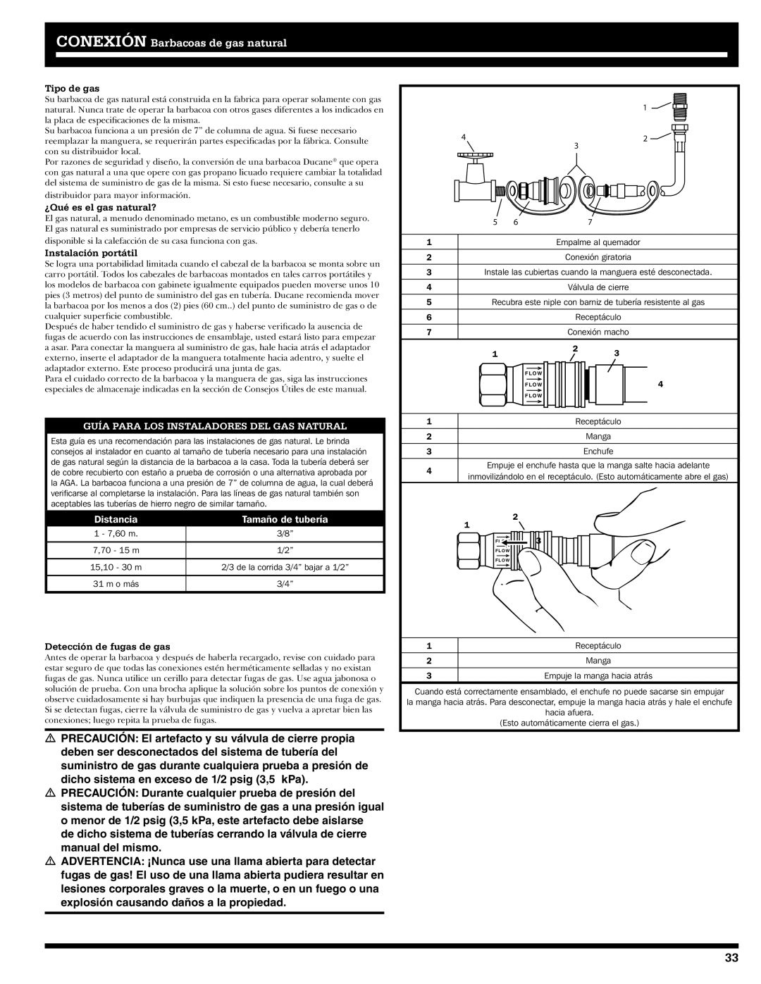 Ducane 27010357 owner manual Tipo de gas, ¿Qué es el gas natural?, Instalación portátil, Detección de fugas de gas 