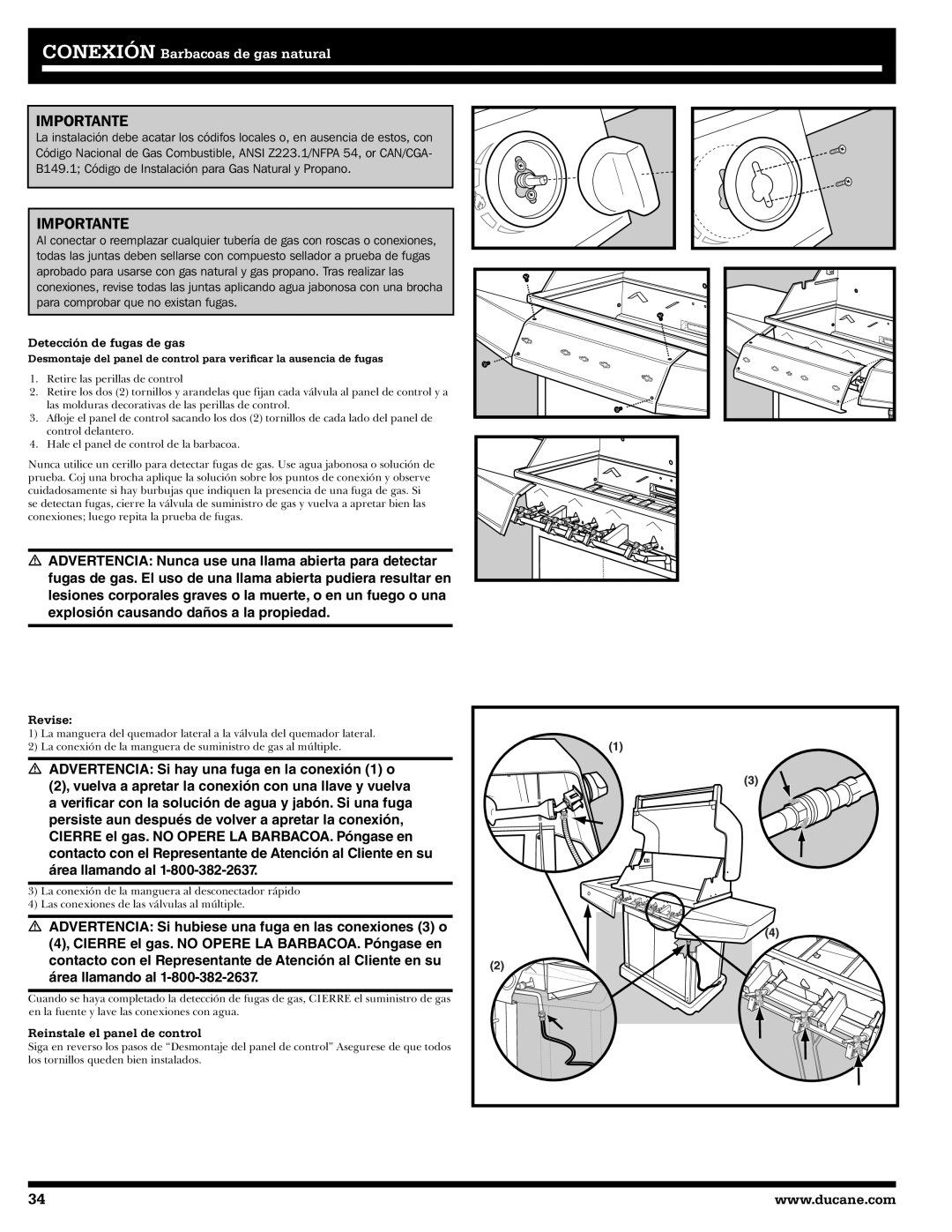 Ducane 27010357 owner manual Revise, Reinstale el panel de control 