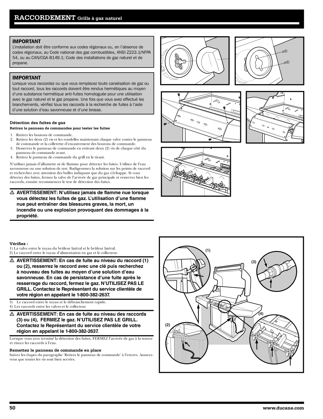 Ducane 27010357 owner manual Vériﬁez, Remettez le panneau de commande en place 