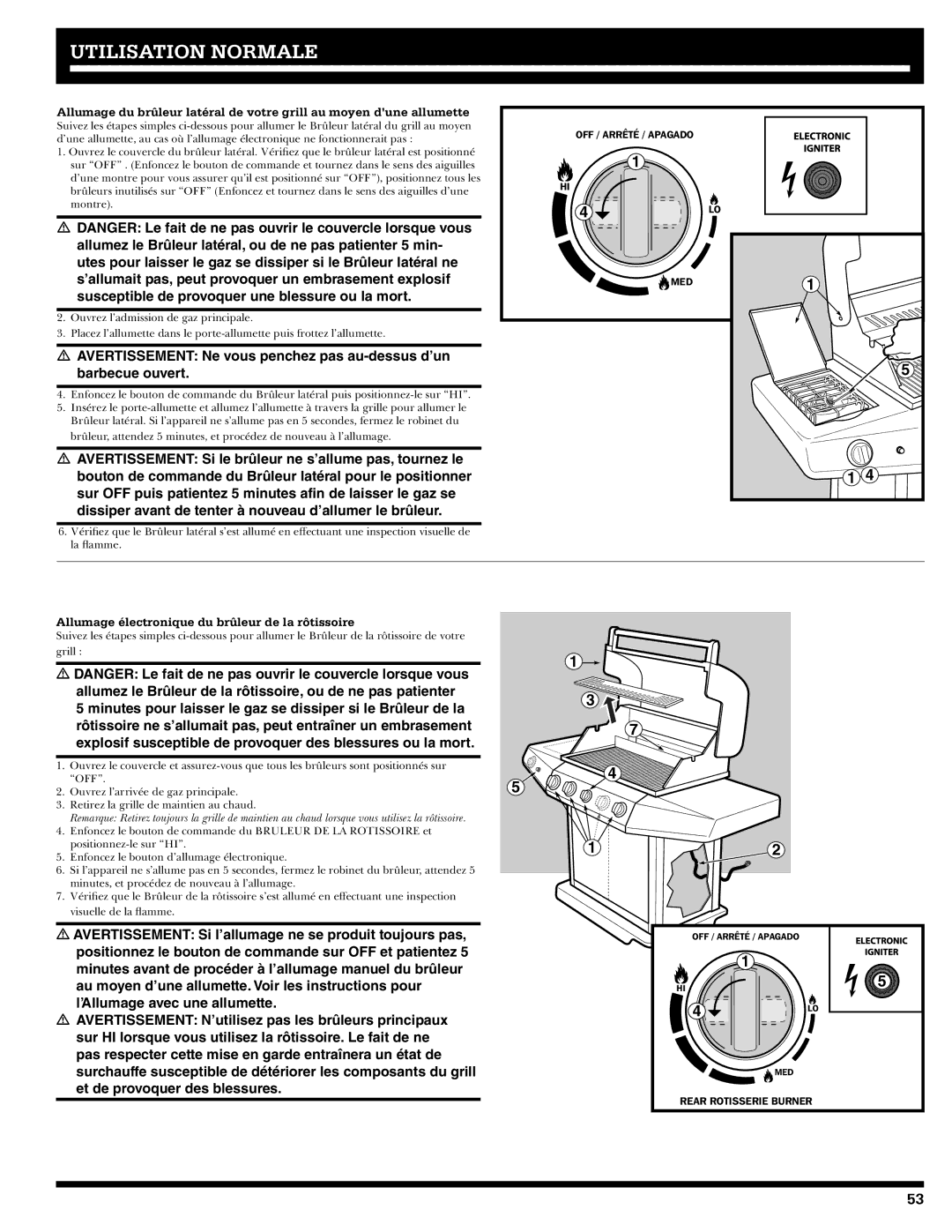 Ducane 27010357 owner manual Allumage électronique du brûleur de la rôtissoire 