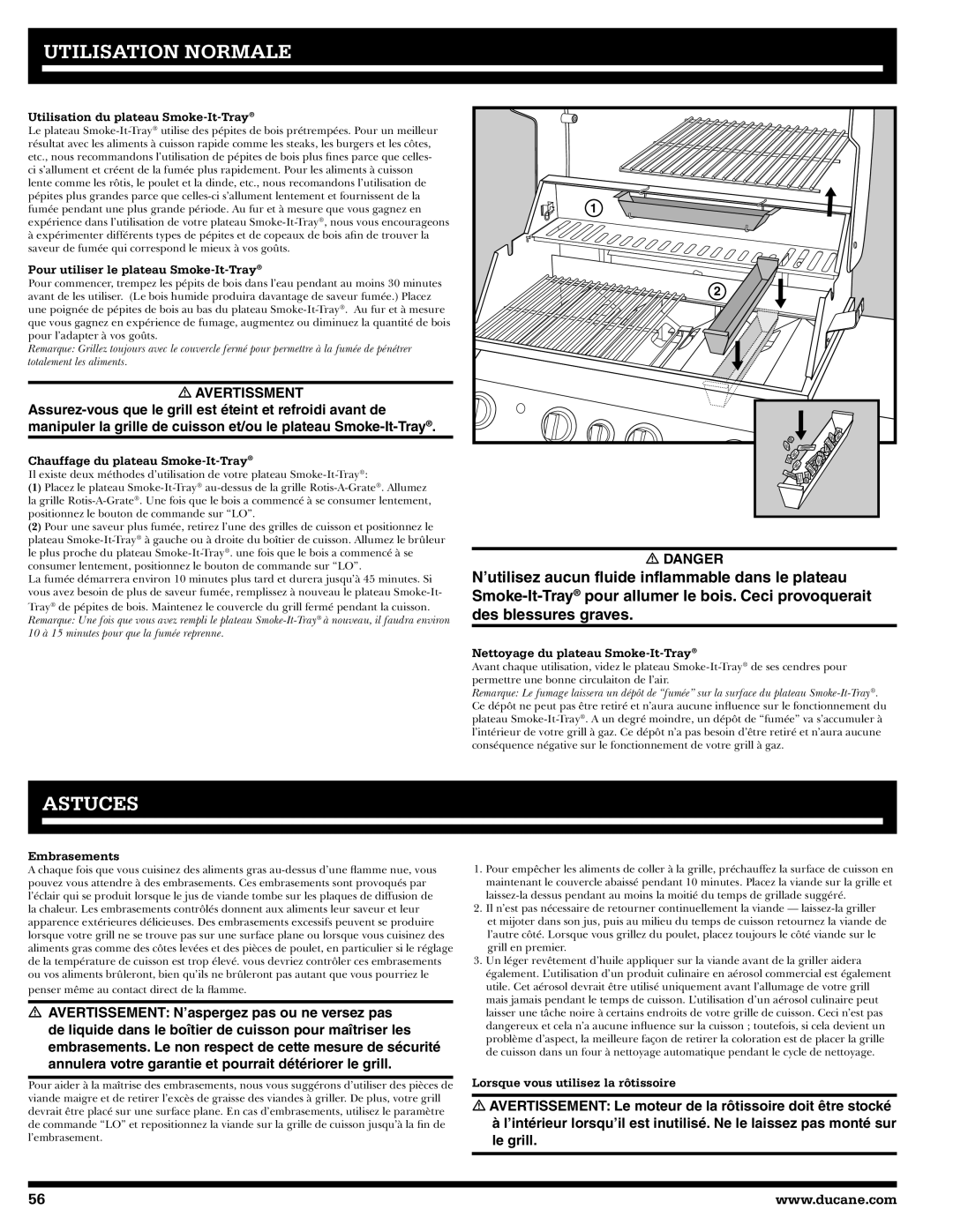 Ducane 27010357 owner manual Astuces, Avertissment 