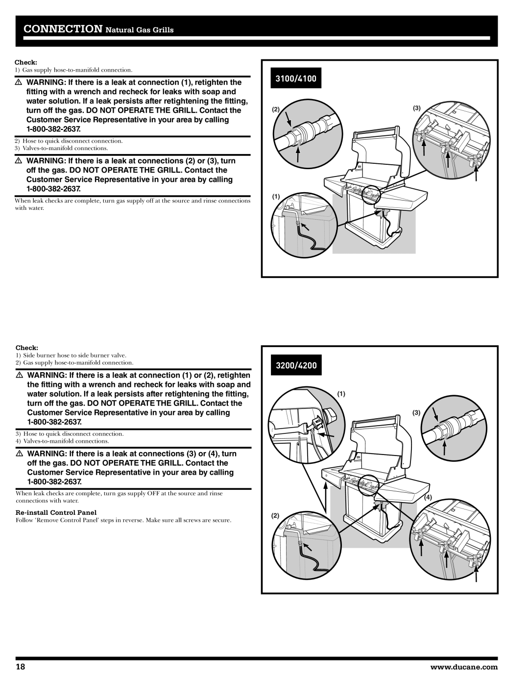 Ducane 31-3200 owner manual Check, Re-install Control Panel 