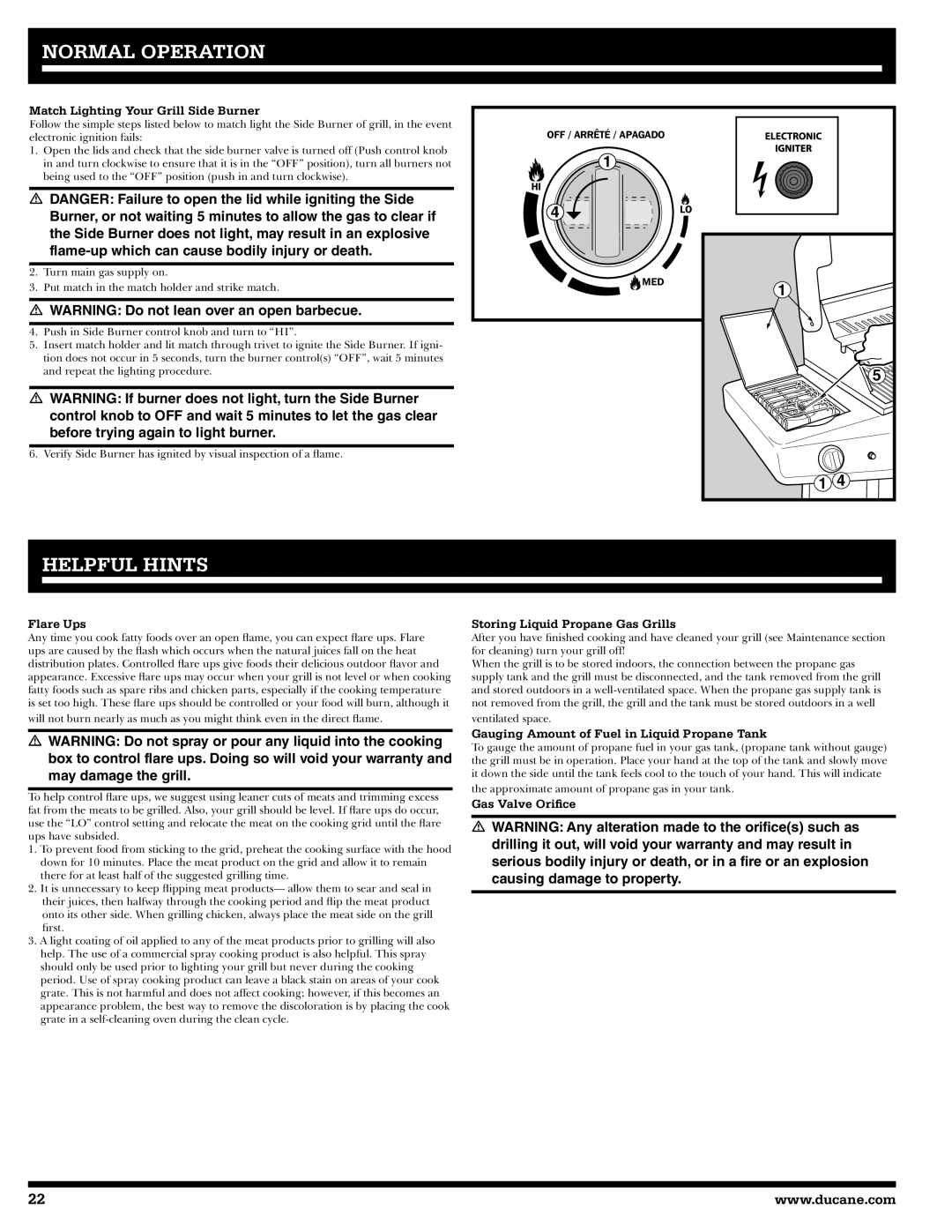 Ducane 31-3200 owner manual Helpful Hints 