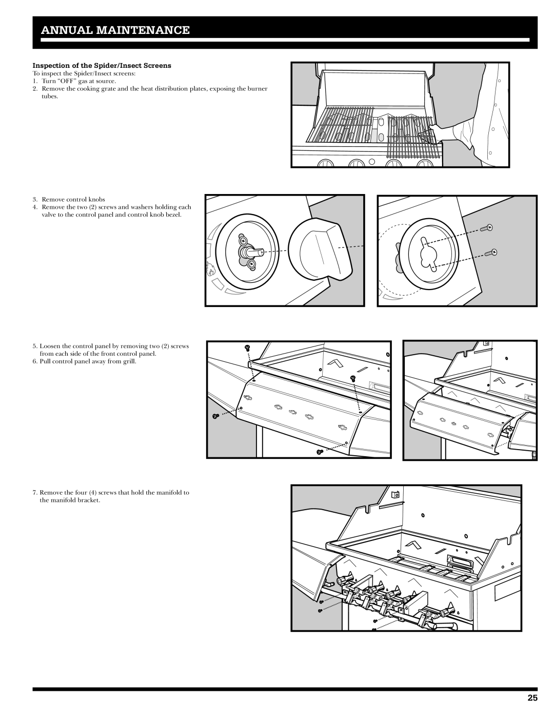 Ducane 31-3200 owner manual Annual Maintenance, Inspection of the Spider/Insect Screens 