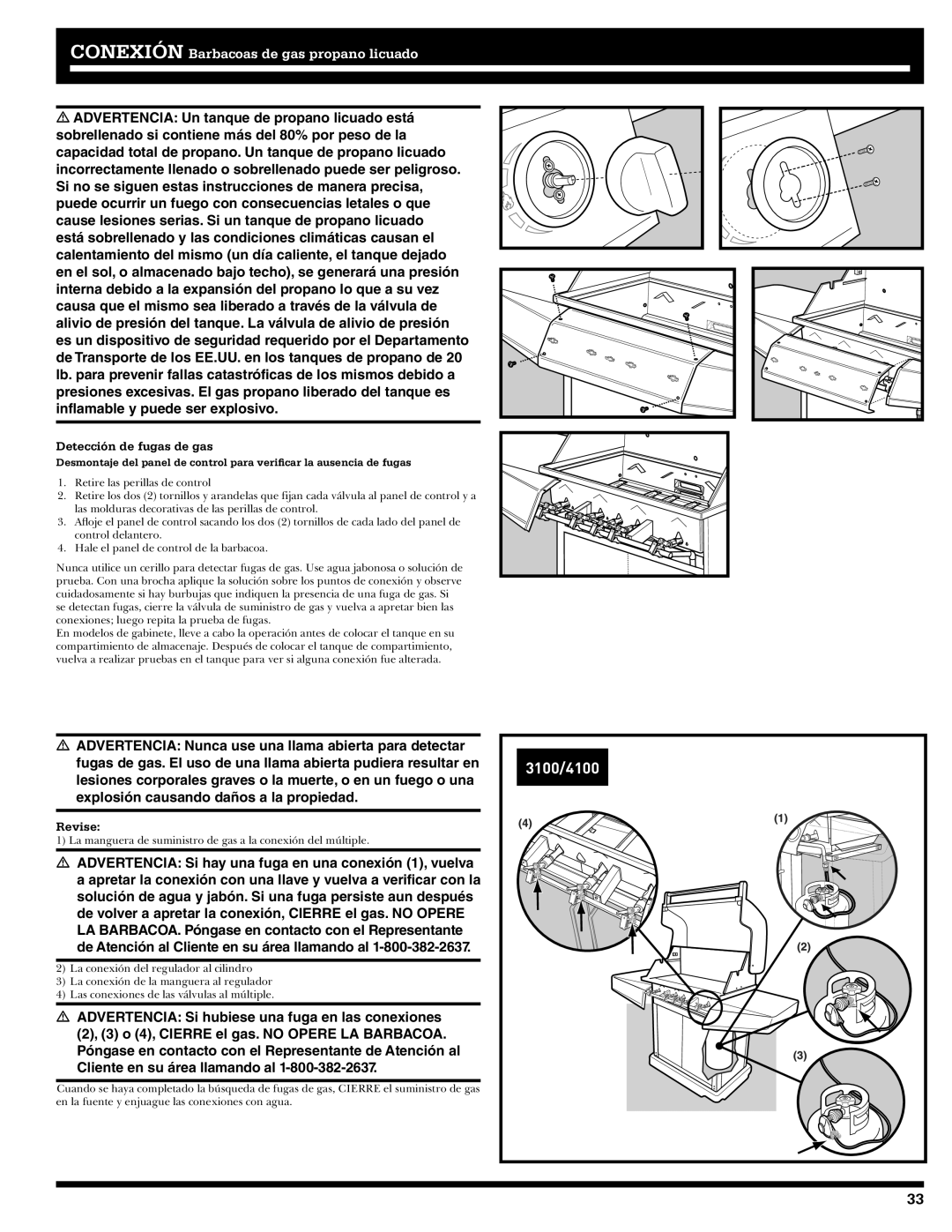 Ducane 31-3200 owner manual Detección de fugas de gas, Revise 