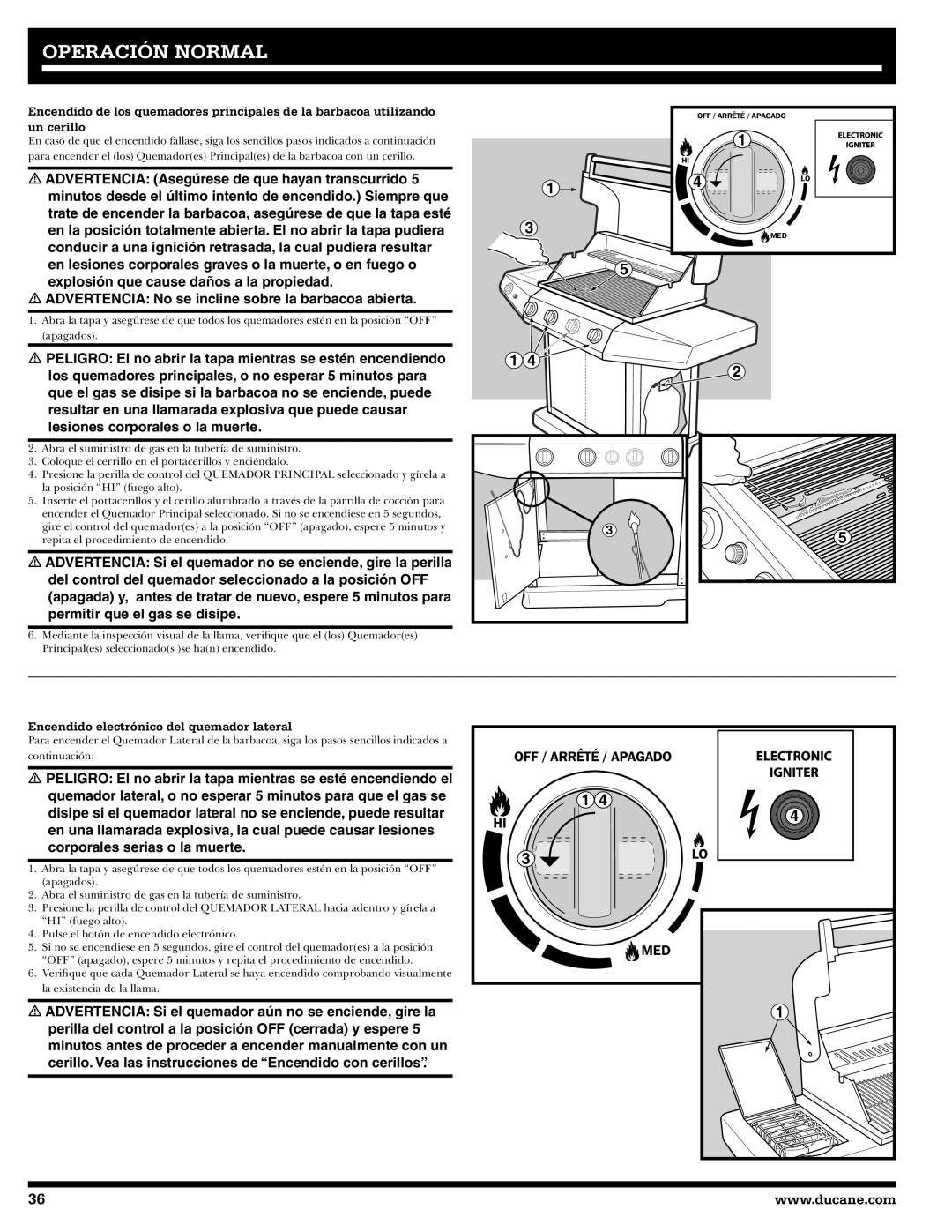 Ducane 31-3200 owner manual Encendido electrónico del quemador lateral 