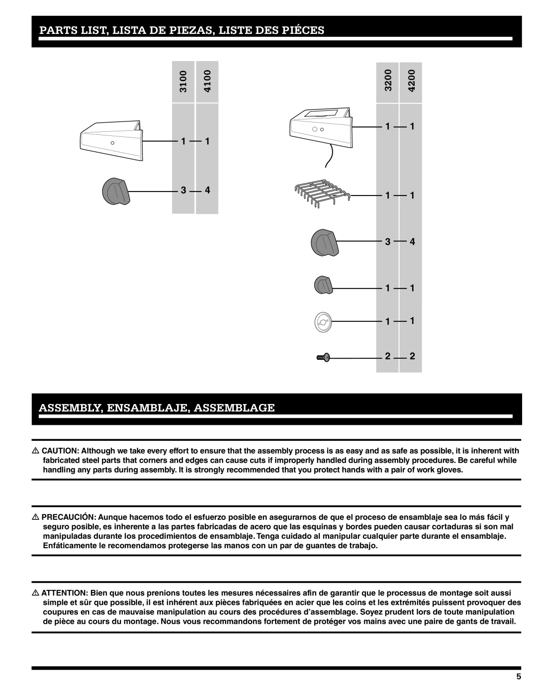 Ducane 31-3200 owner manual ASSEMBLY, ENSAMBLAJE, Assemblage 