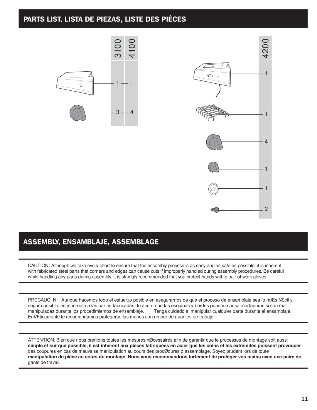 Ducane 3100 | 4100 | 4200 owner manual ASSEMBLY, ENSAMBLAJE, Assemblage 