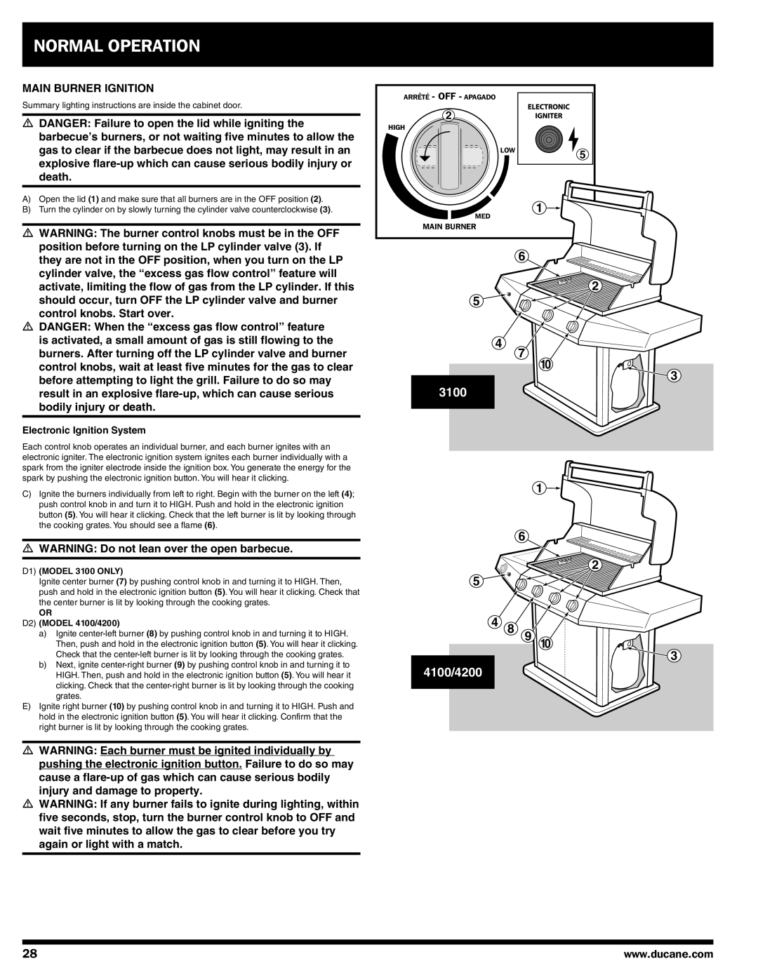 Ducane 3100 | 4100 | 4200 owner manual Main Burner Ignition 