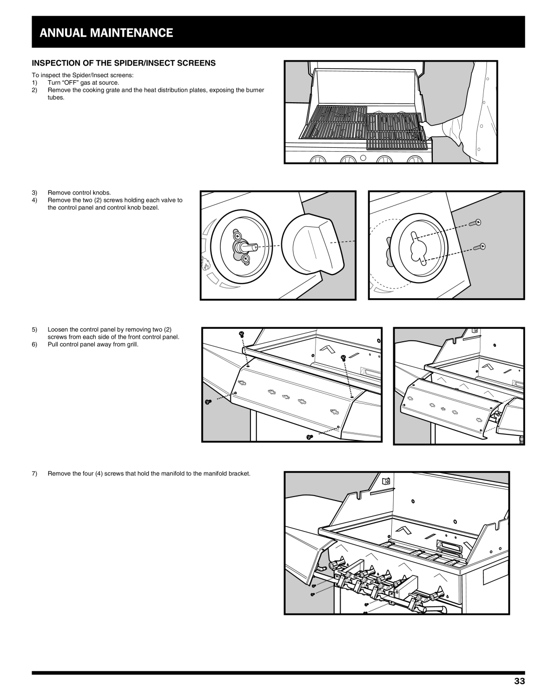 Ducane 3100 | 4100 | 4200 owner manual Annual Maintenance, Inspection of the Spider/Insect Screens 