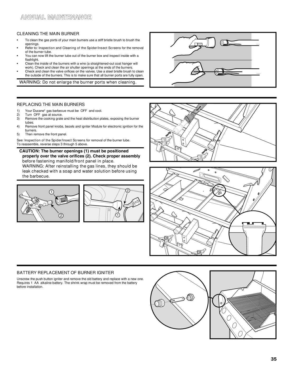 Ducane 3100 | 4100 | 4200 owner manual Cleaning the Main Burner 