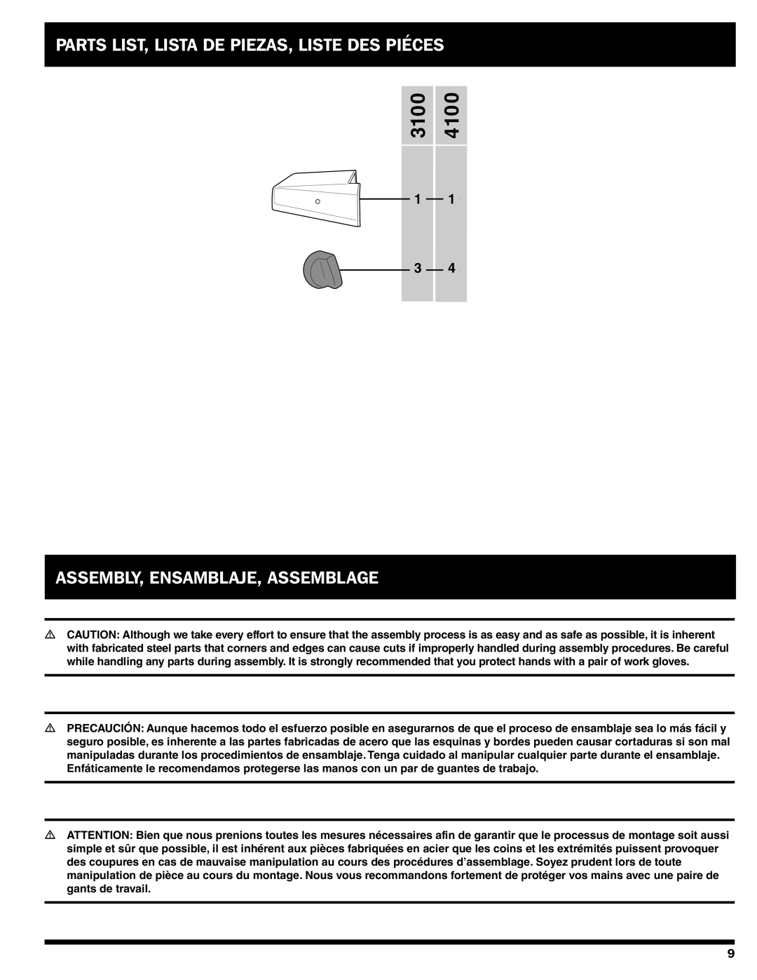 Ducane 3100 owner manual Assembly, ENSAMBLAJE, Assemblage 