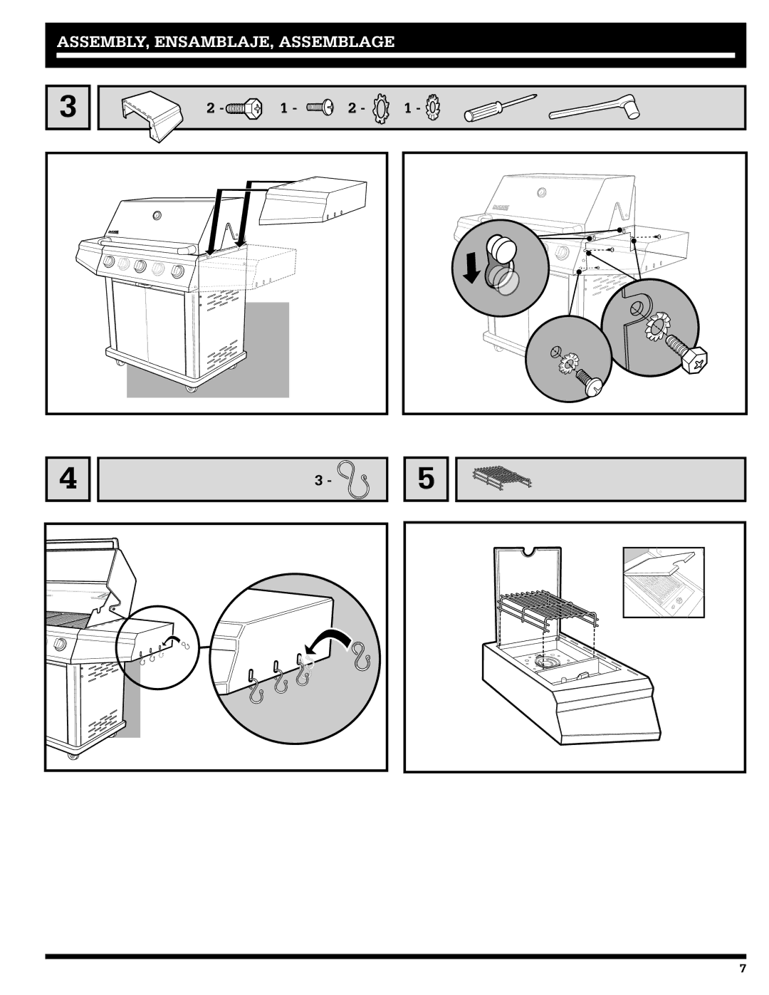 Ducane 5200, 3200 owner manual ASSEMBLY, ENSAMBLAJE, Assemblage 