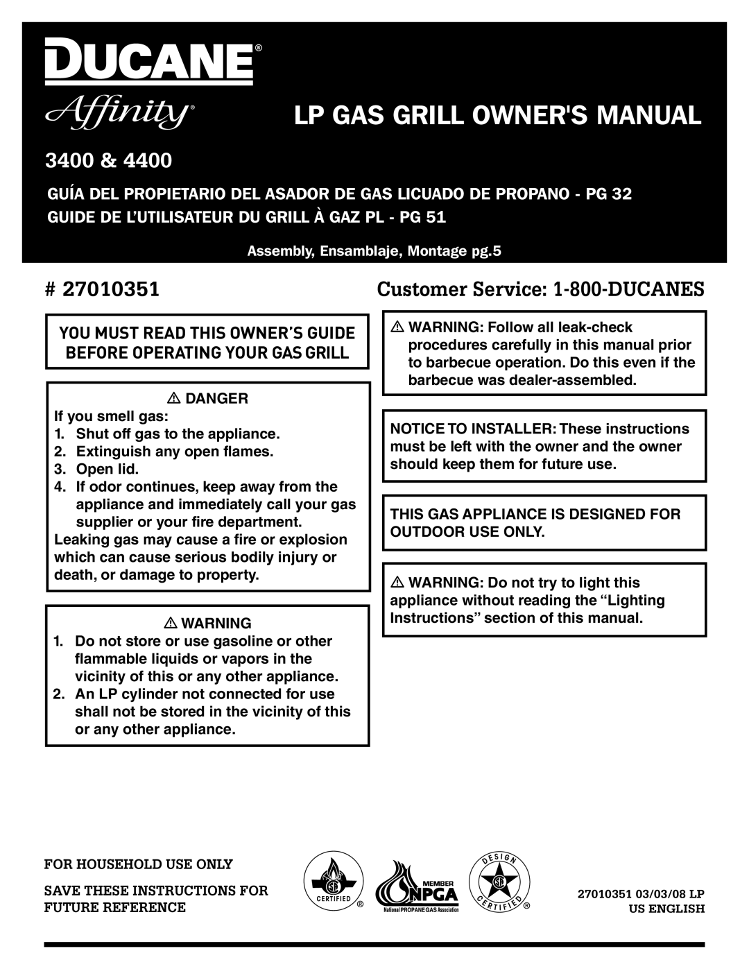 Ducane 3400 owner manual 