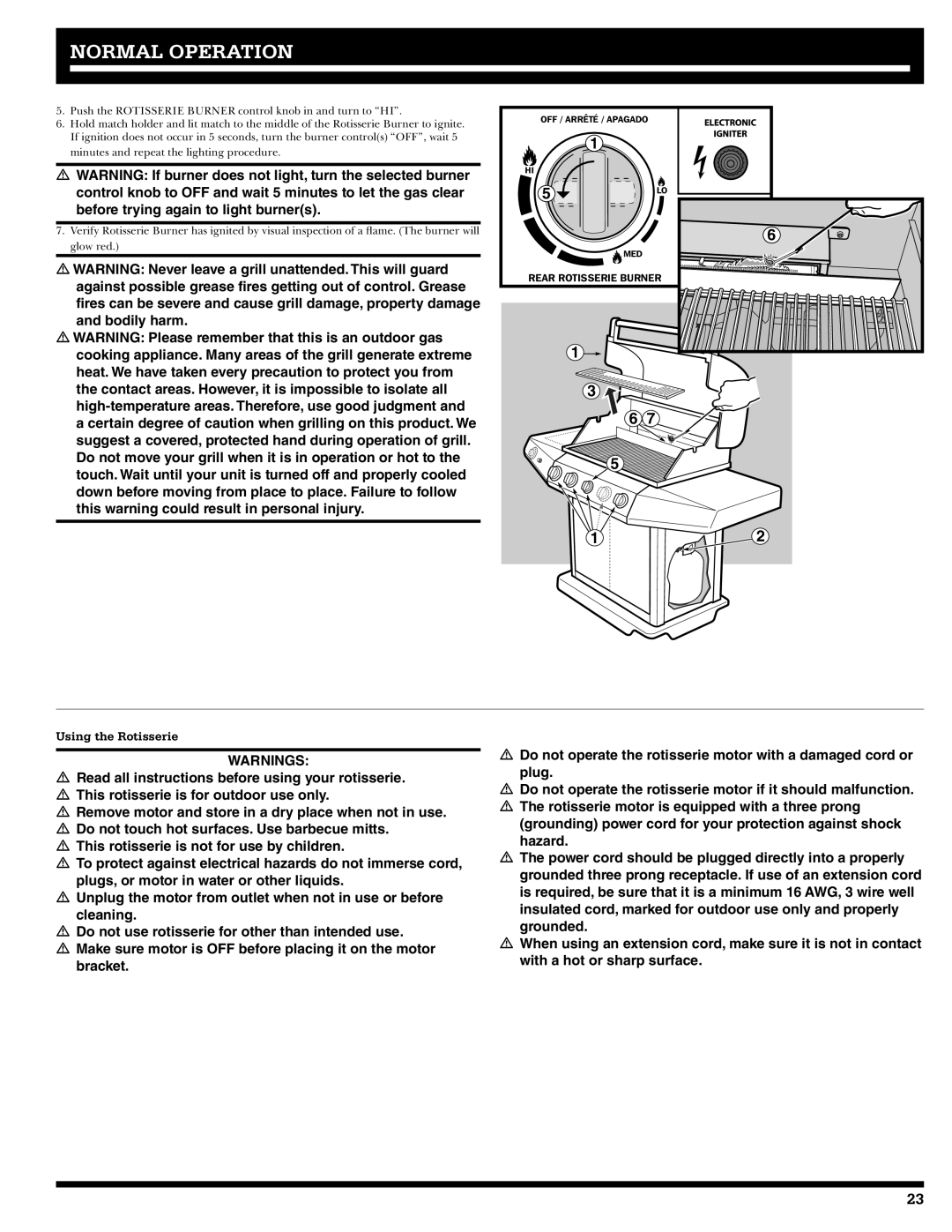 Ducane 3400 owner manual Using the Rotisserie 