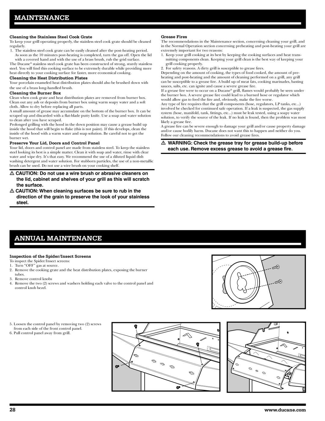 Ducane 3400 owner manual Annual Maintenance 