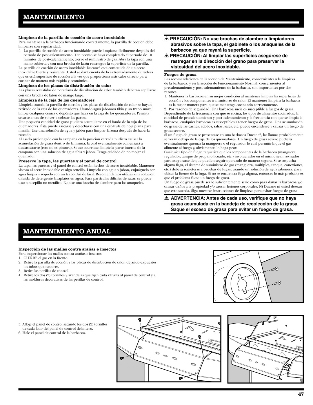 Ducane 3400 owner manual Mantenimiento Anual 