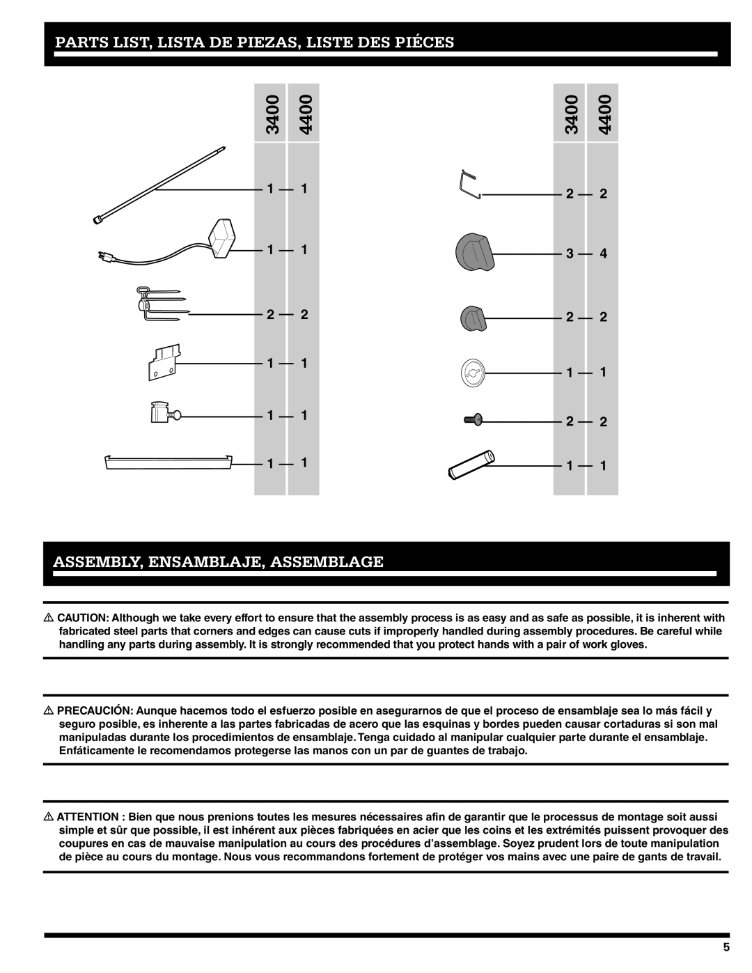 Ducane 3400 owner manual ASSEMBLY, ENSAMBLAJE, Assemblage 