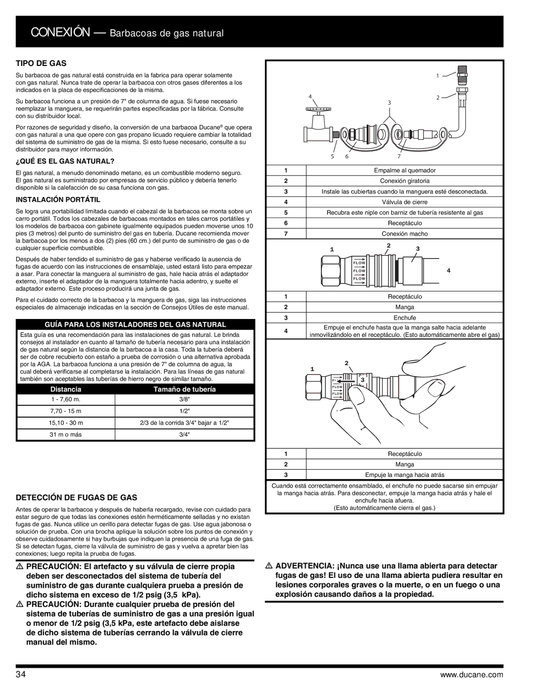 Ducane 3400 owner manual Tipo DE GAS, Detección DE Fugas DE GAS, ¿Qué Es El Gas Natural?, Instalación Portátil 