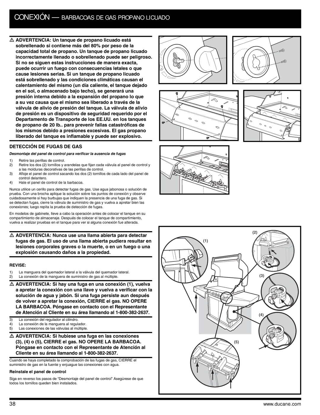 Ducane 3400 owner manual Revise, Reinstale el panel de control 