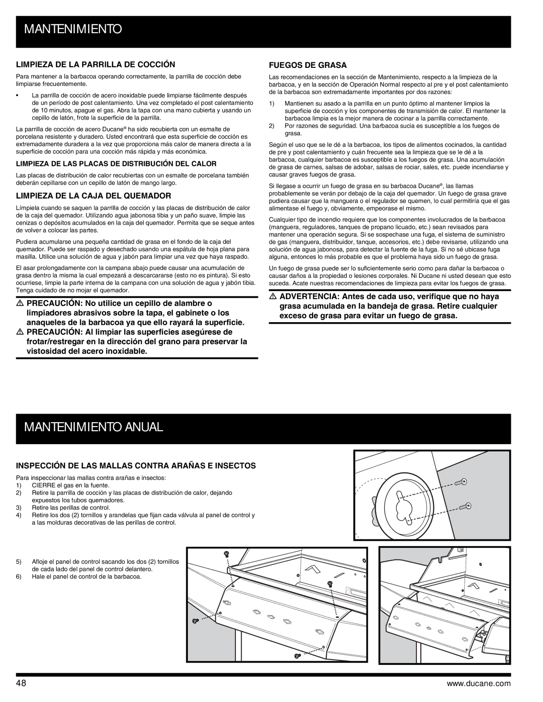 Ducane 3400 owner manual Mantenimiento Anual 