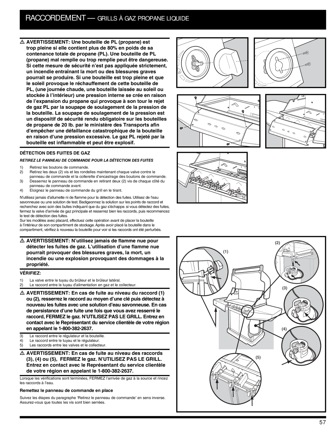 Ducane 3400 owner manual Détection DES Fuites DE GAZ, Vérifiez 