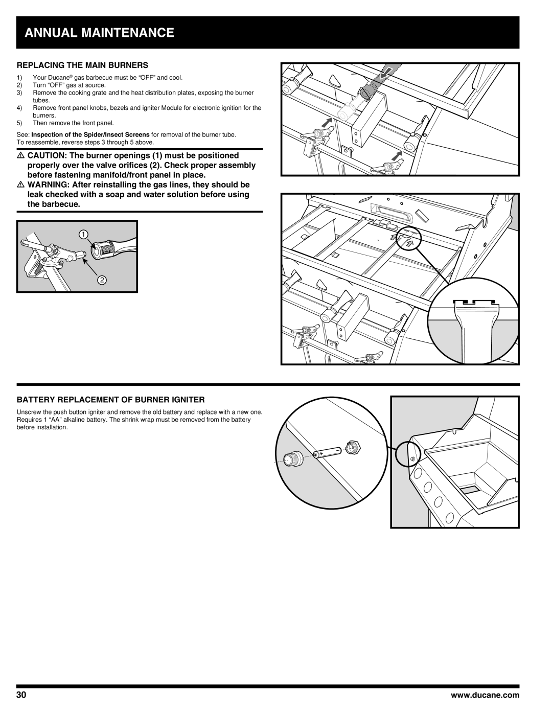 Ducane 4100, 3100 owner manual Replacing the Main Burners 