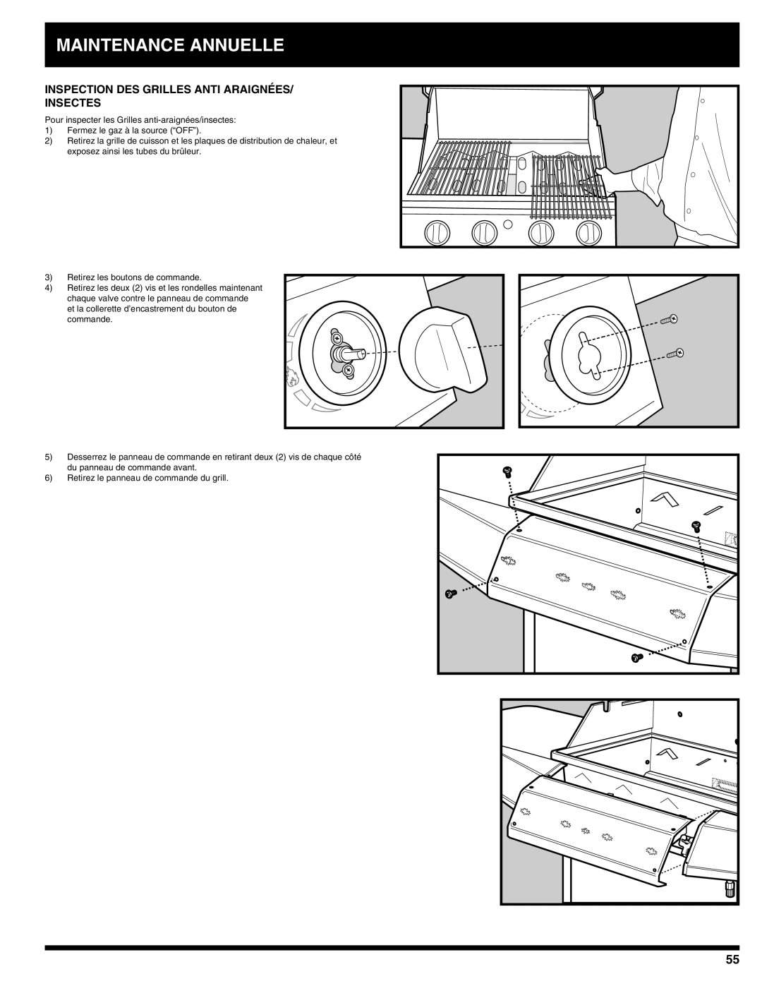 Ducane 3100, 4100 owner manual Inspection des Grilles anti araignées/ insectes 